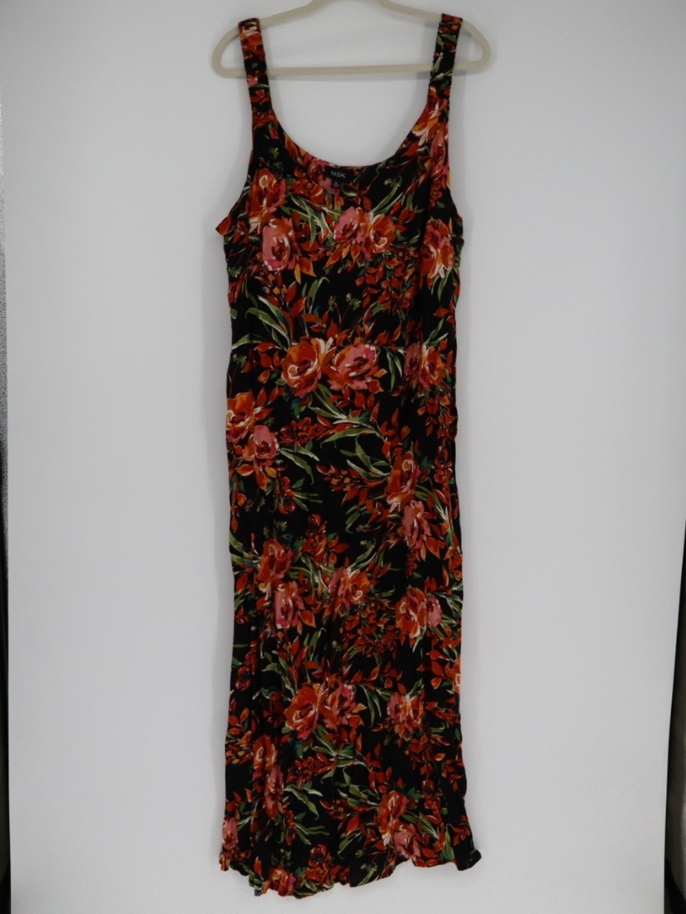 MSK Printed Sleeveless Maxi Dress Floral Pattern Size Extra Large Vacation